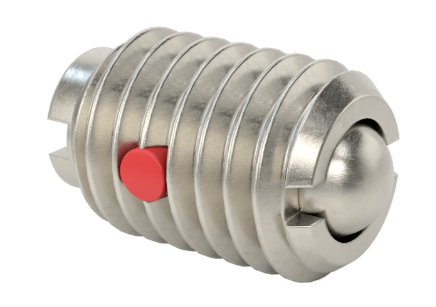 MCM3408A51 1/2-13 X 3/4" SLOTTED 440C STAINLESS STEEL BALL-NOSE SPRING PLUNGER 3-6 LB. NOSE FORCE W/ THREADLOCK